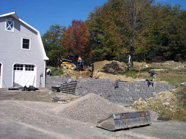 working on wall and steps